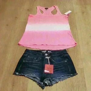 Nwt: 1 Joe Boxer Tie Dye Tank Top S/ 1 Mossimo High Rise Jean Short Size: 3